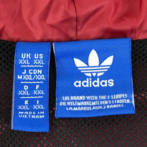 Adidas Essentials 3-Stripes Windbreaker Jacket Women's XXL Red Hooded Activewear - Picture 9 of 10